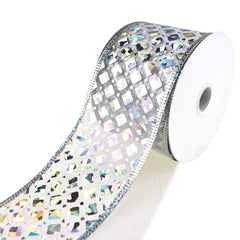 Embossed Diamonds Sheer Wired Ribbon, 2-1/2-Inch, 10-Yard