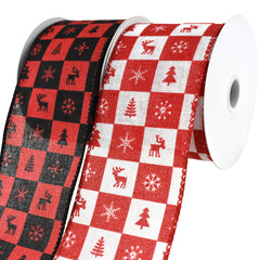 Christmas Icons Buffalo Checkered Wired Ribbon, 2-1/2-Inch, 10-Yard