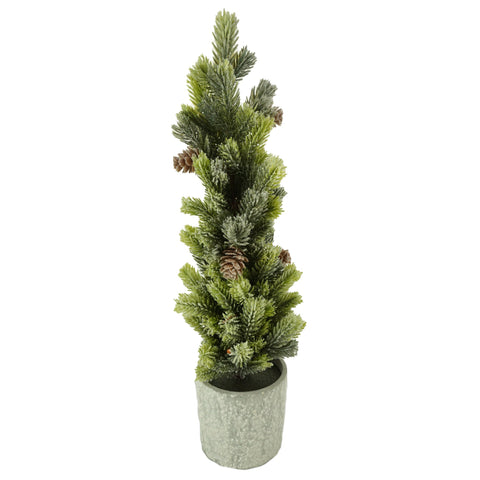 Frosty Snow Mini Tree with Pinecones, 18-Inch