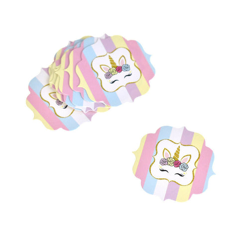 Scalloped Die Cut Pastel Unicorn Paper Tags, 1-3/4-inch, 12-count