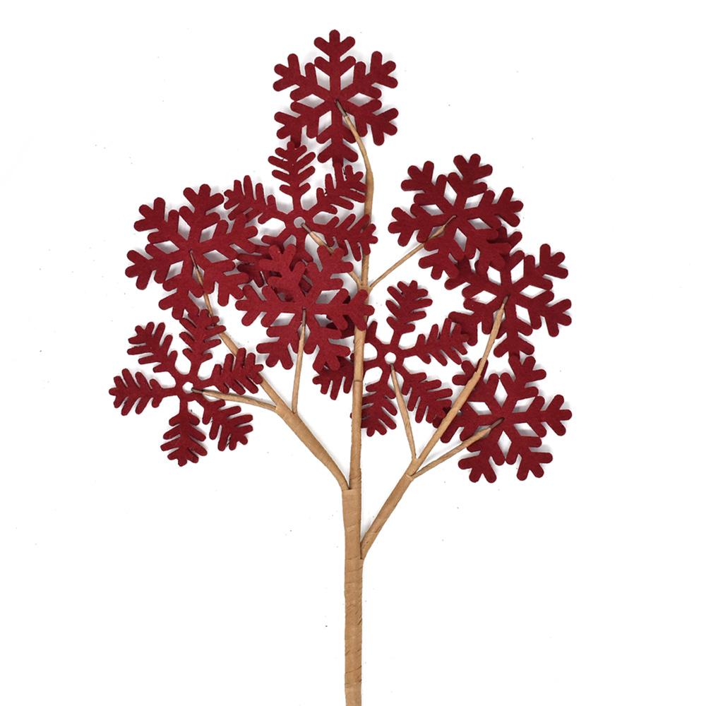 Large Fabric Snowflake Christmas Tree Pick, Red, 19-Inch