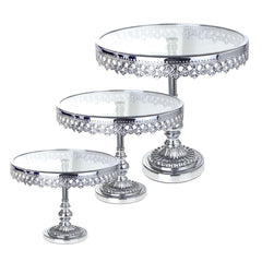 Round Metal Cake Stand with Glass Top, 10-1/4-Inch, 3 Piece