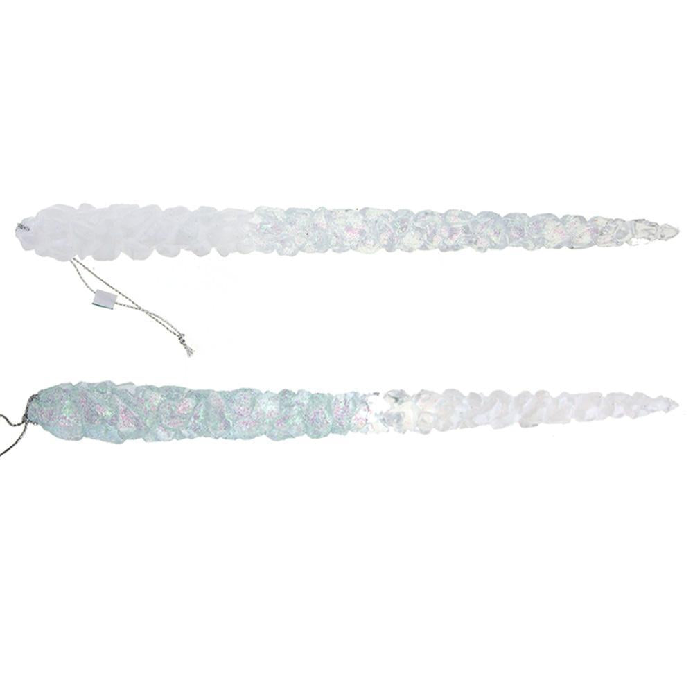 Decorative Hanging Acrylic Icicles Iridescent Glitter Christmas Tree Ornament, 9-Inch, 2 Piece