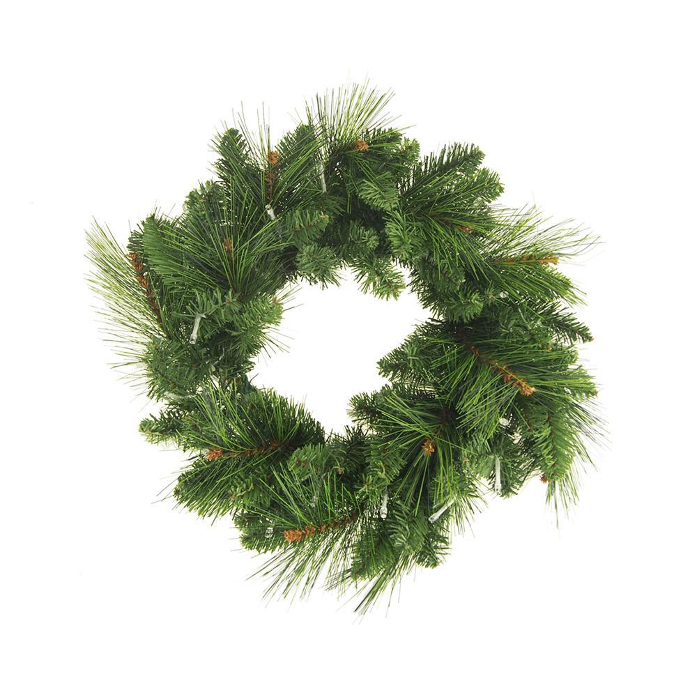 LED Artificial Pine Christmas Wreaths, Green, 16-Inch