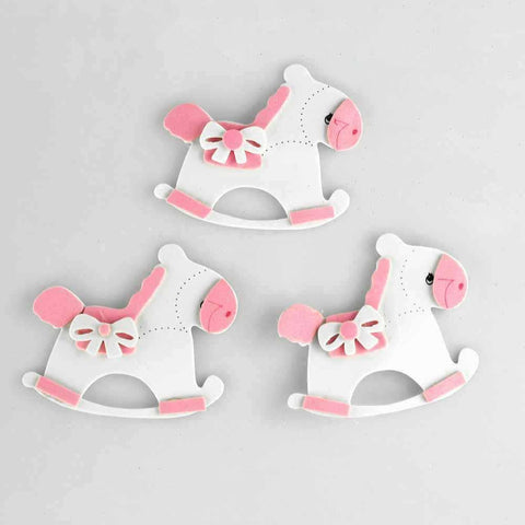 Baby Rocking Horse Foam Decor, 2-1/2-Inch, 3-Piece, Light Pink