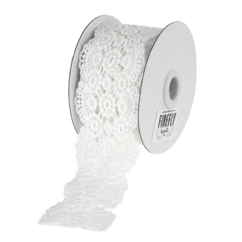 Vintage Lace Crochet Trim Ribbon, White, 2-Inch, 5 Yards