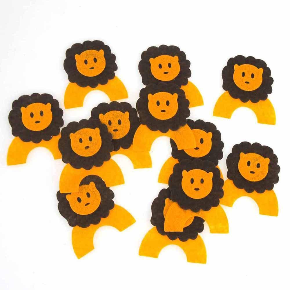 Lion Felt Animals, Brown/Orange, 2-Inch, 12 Piece