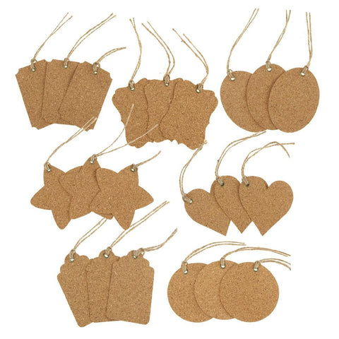 Natural Cork Gift Tags, Assorted Style, 21-Piece