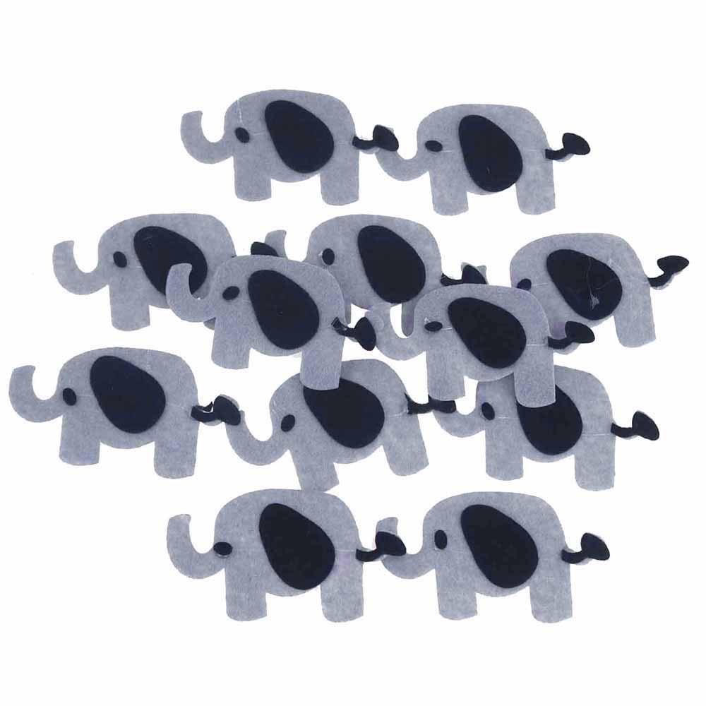 Elephant Felt Animals, Black/Grey, 2-Inch, 12 Piece