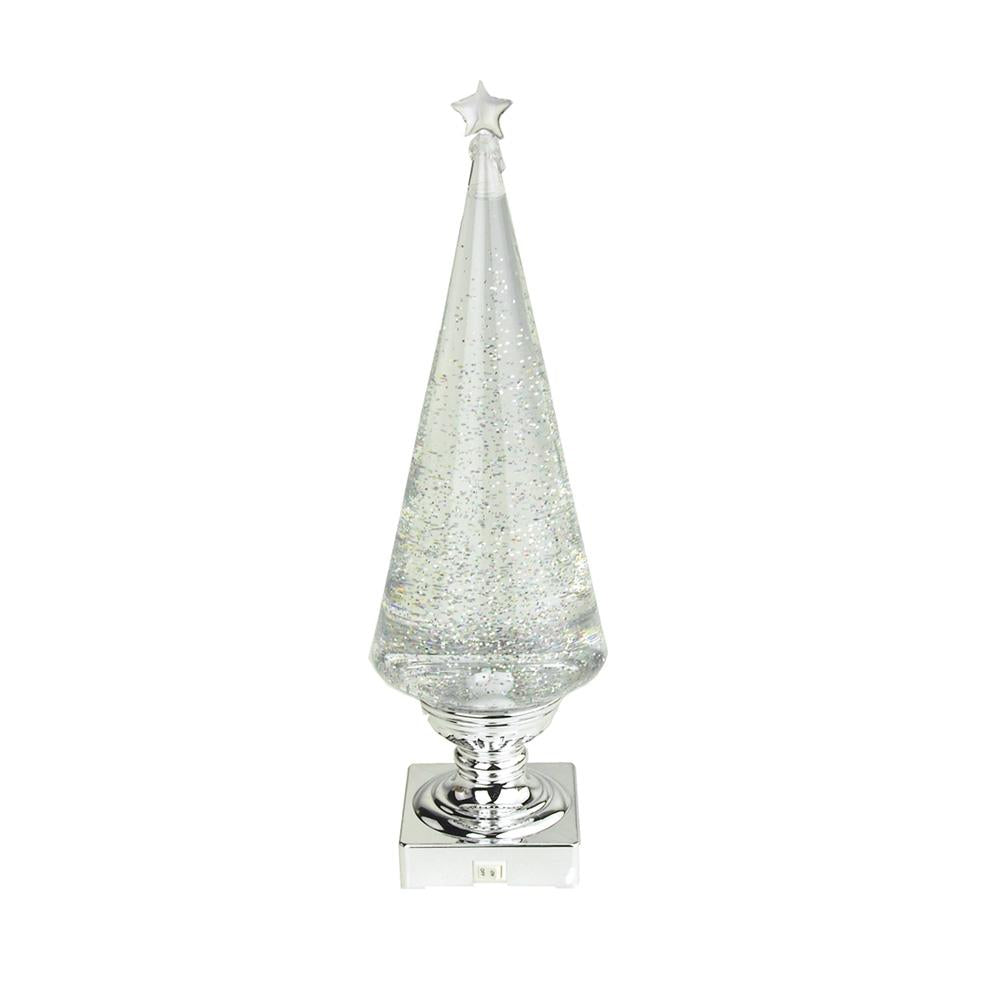 LED Acrylic Lava Lamp Christmas Tree Holiday Decor, Clear/Silver, 14-Inch