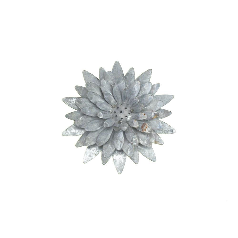 Metal Gray Galvanized Magnetic Sunflower, 4-1/4-Inch