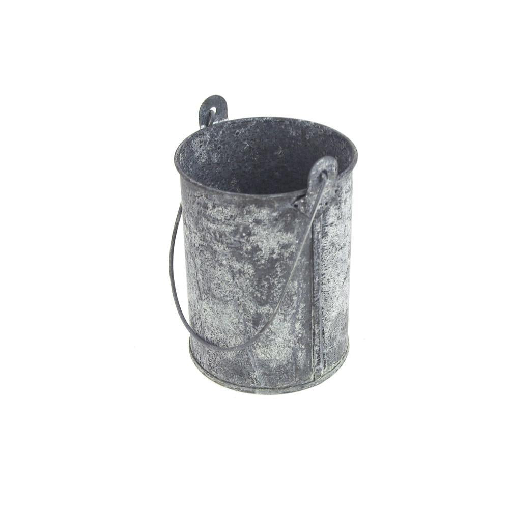 Metal Gray Galvanized Zinc Pail with Long Handle, 4-1/2-inch