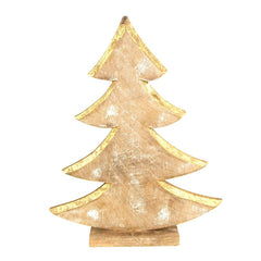 Metallic Christmas Tree Wooden Stand, Gold