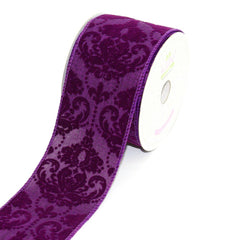 Canvas Ribbon with Flock Damask, 2-1/2-inch, 10 Yards