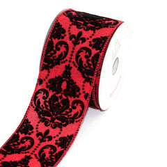 Canvas Ribbon with Flock Damask, 2-1/2-inch, 10 Yards