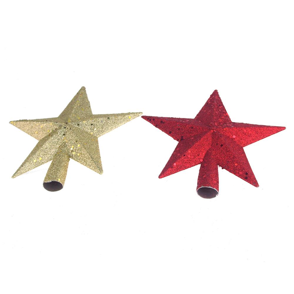 Gold and Red Glitter Christmas Topper, 8-inch, 2 Piece