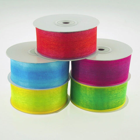 Two Tone Chiffon Organza Ribbon, 1-1/2-inch, 25-yard