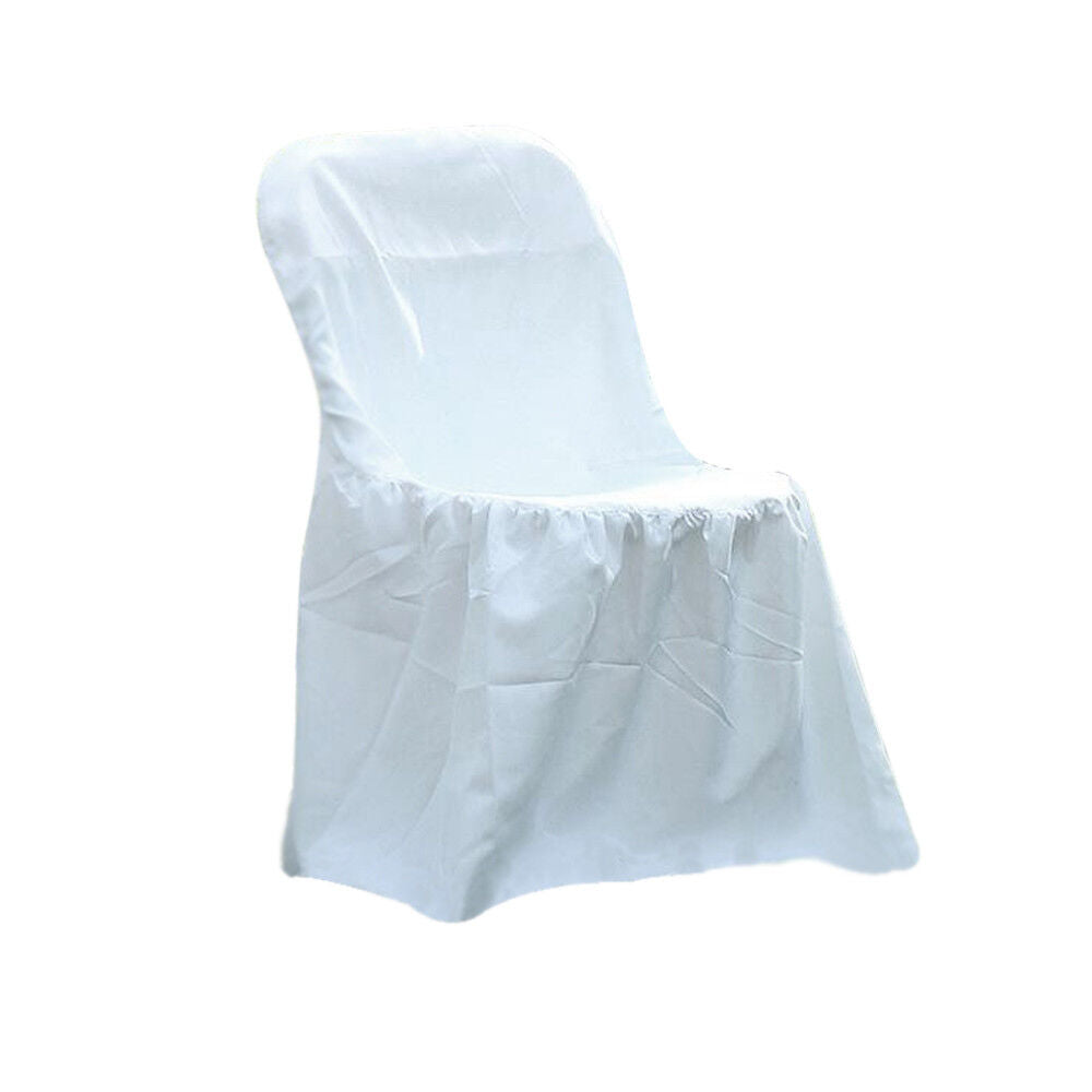 White Polyester Folding Round Chair Covers Party Wedding Event