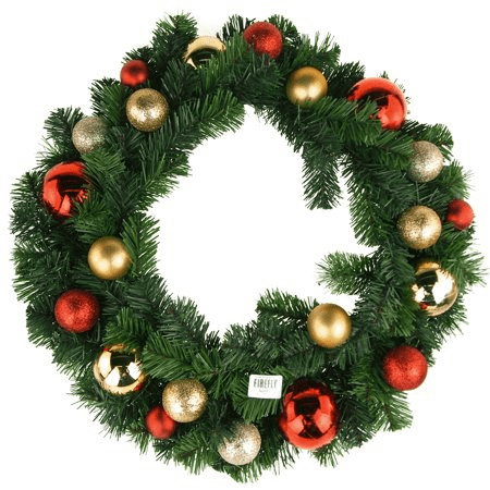 Artificial Christmas Pine Wreaths with Ornament Balls, 24-Inch