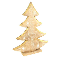 Metallic Christmas Tree Wooden Stand, Gold