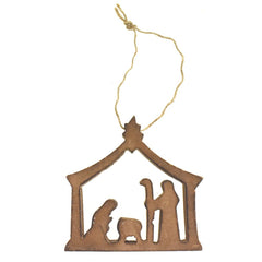 Wooden Nativity Scene Christmas Ornament, 3-Inch