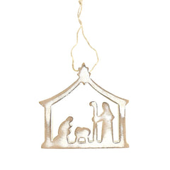 Wooden Nativity Scene Christmas Ornament, 3-Inch