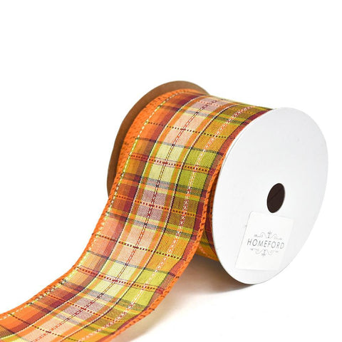 Field Plaid Stitch Wired Polyester Ribbon, 2-1/2-Inch, 10-Yard