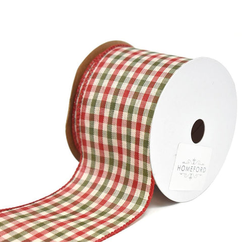 Holiday Country Plaid Wired Christmas Ribbon, 2-1/2-Inch, 10-Yard